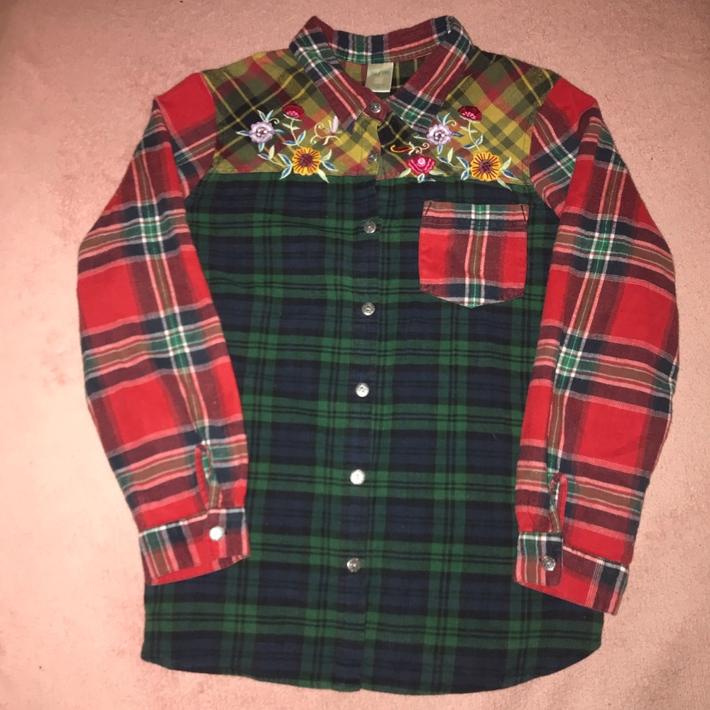 Embroidered Floral Flannel 2X